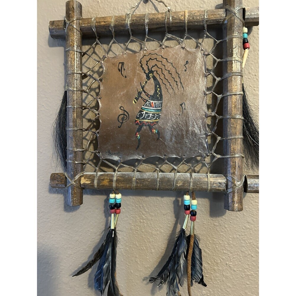 Tribal Wall Hanging Painting On Cow Hide African Warrior Very Unique 1960’s